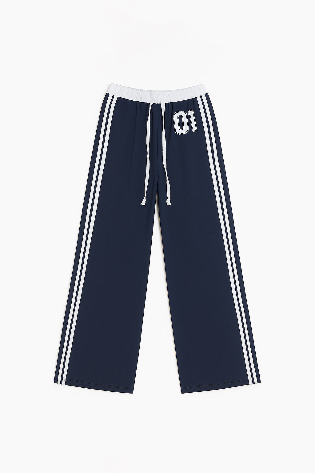 Blue Side-Stripe Pants with Number Patch