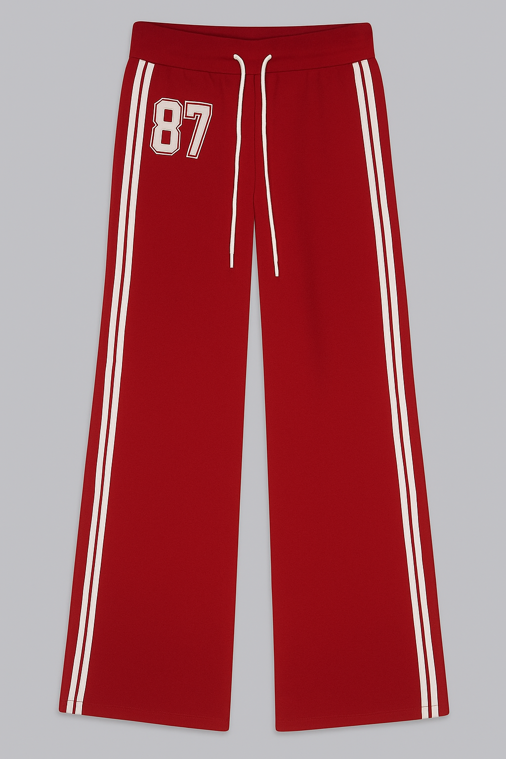 Red Side-Stripe Pants with Number Patch