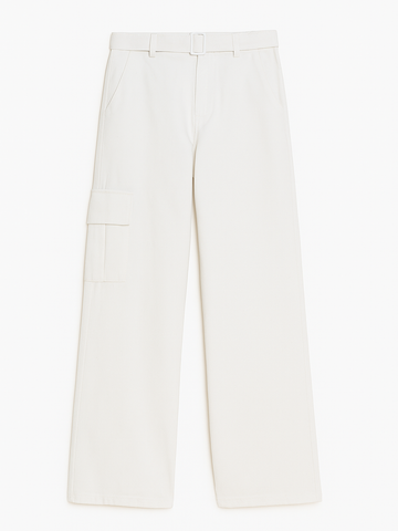 Trendy White Pocketed Wide-Leg Bottoms