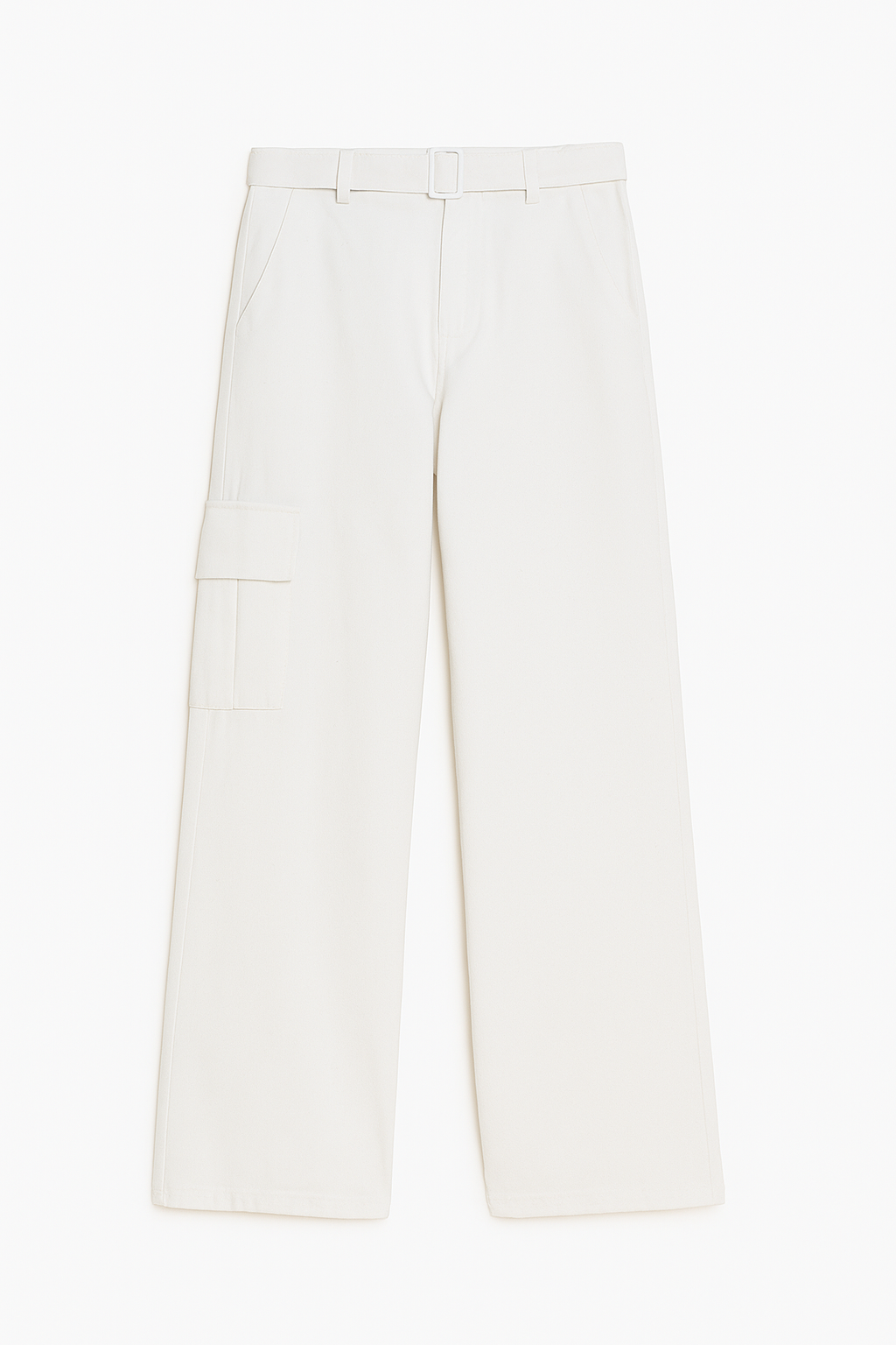 Trendy White Pocketed Wide-Leg Bottoms