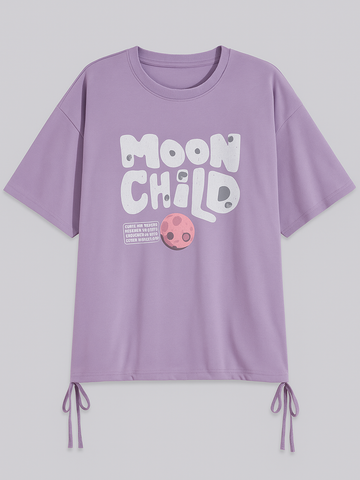 "Moon Child" Lilac Drawstring Graphic Tee