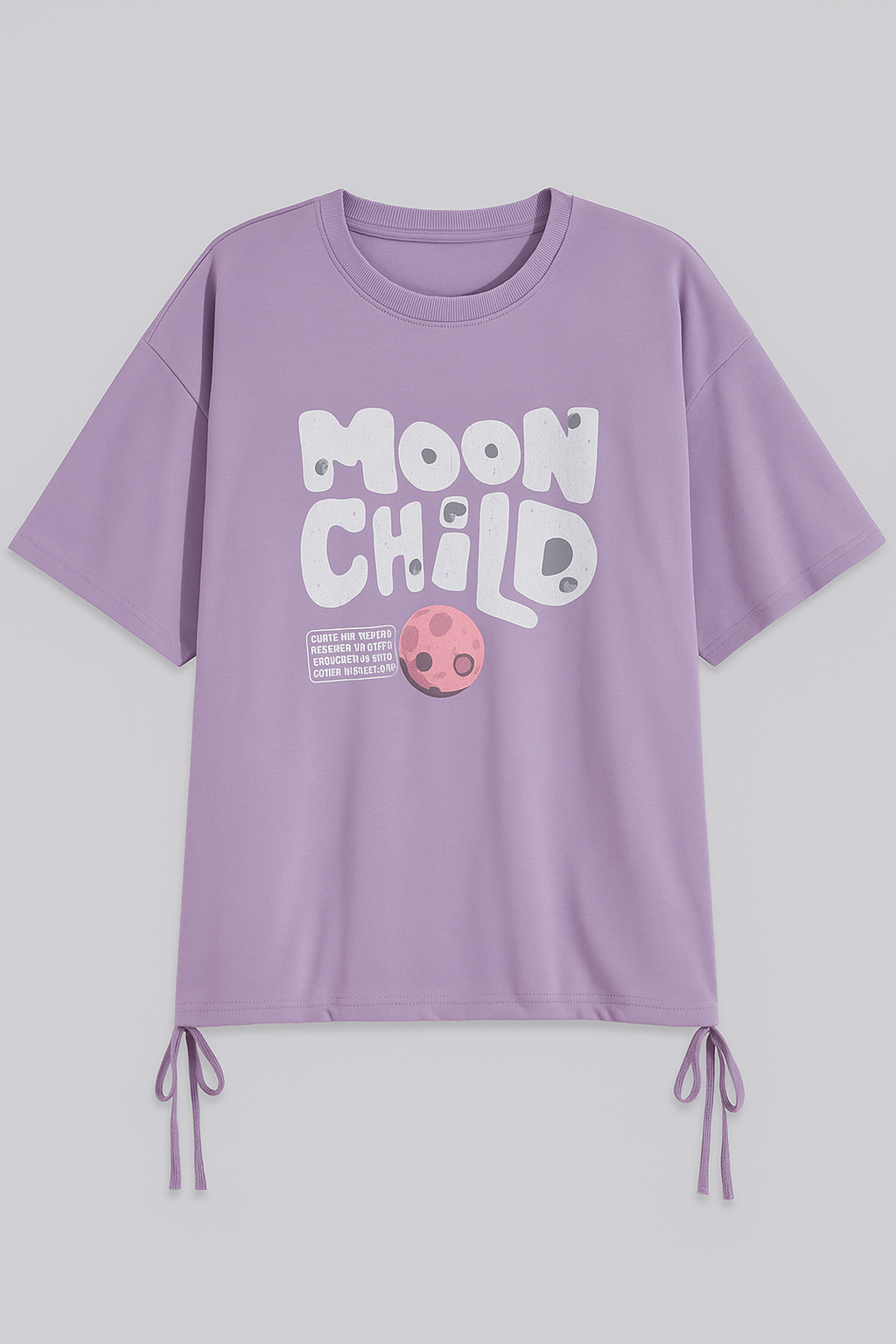 "Moon Child" Lilac Drawstring Graphic Tee