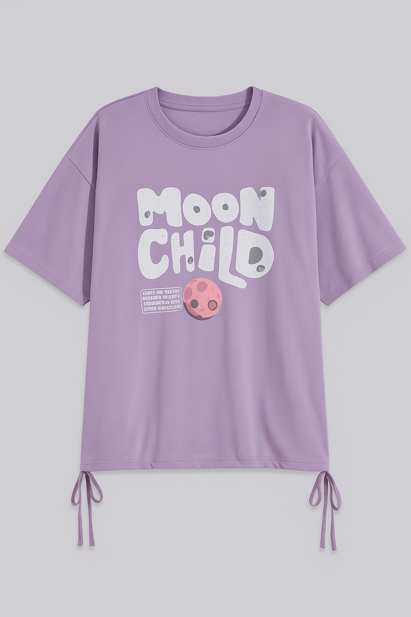 "Moon Child" Lilac Drawstring Graphic Tee