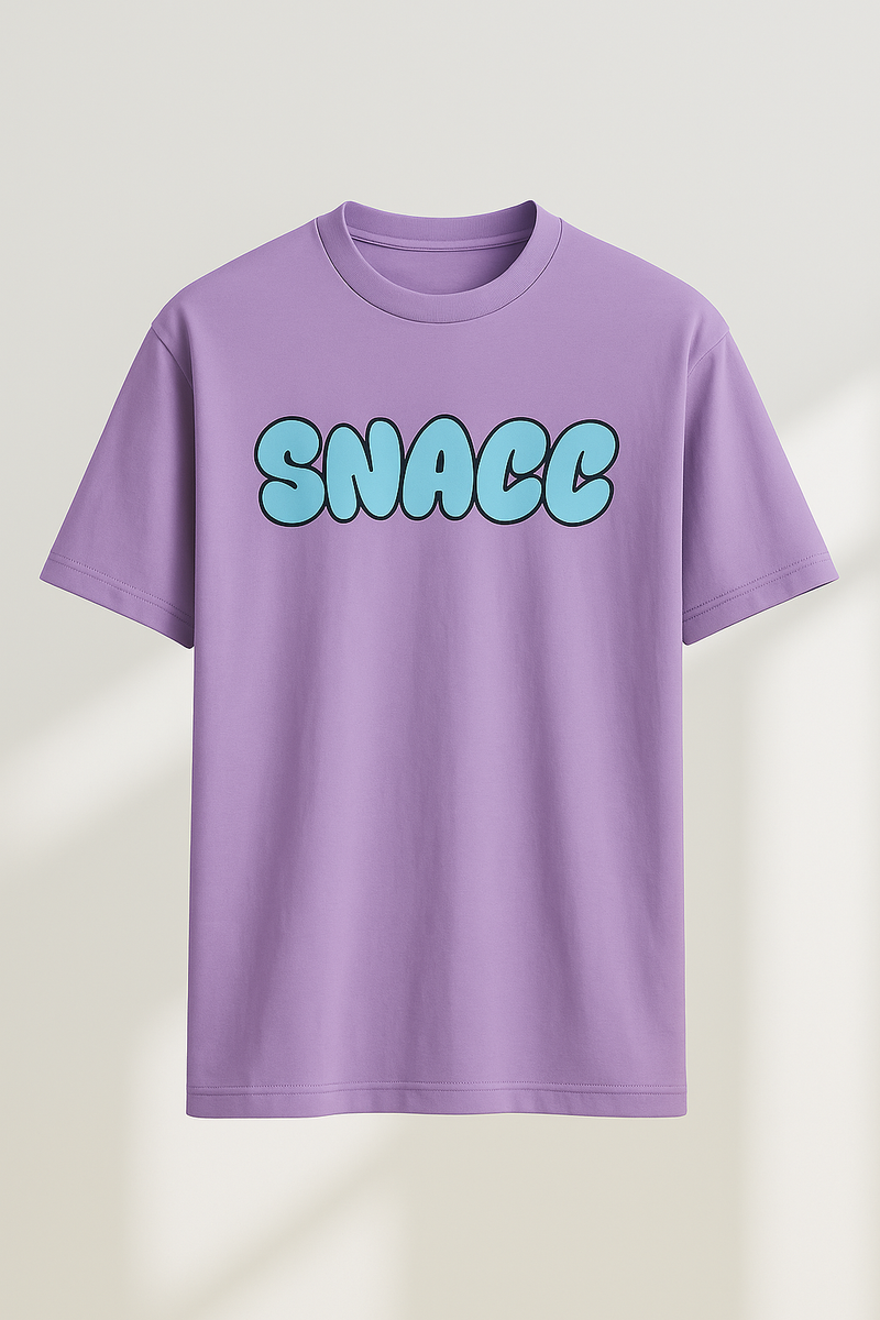 Lavender Graphic Tee with Blue SNACC Print