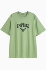 Bold Bloome Light Olive Green T-Shirt with Peace Graphic