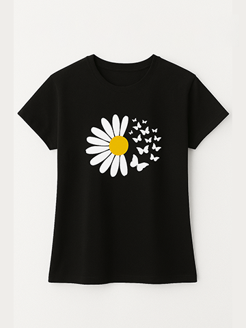 Chic Black Daisy Tee